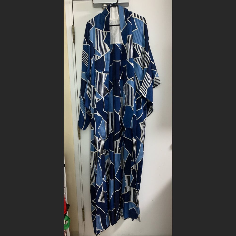 Blue White Yukata Kimono 61" Men Used